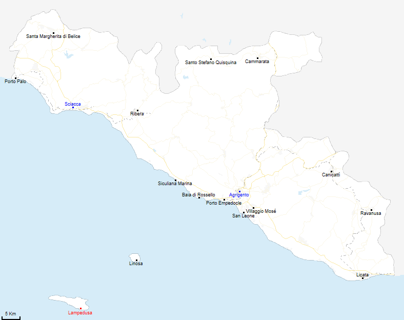 mappa provincia di Agrigento