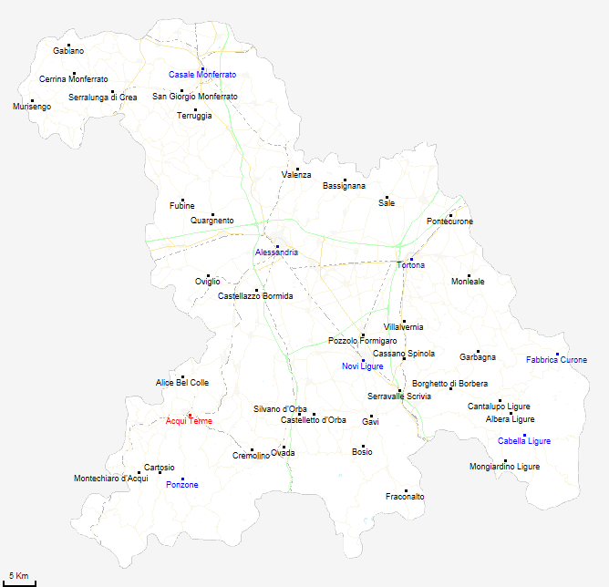 mappa provincia di Alessandria
