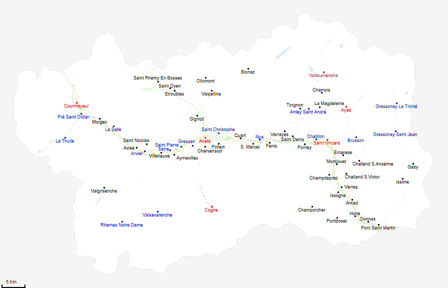 mappa provincia di Aosta