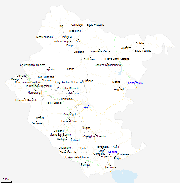 mappa provincia di Arezzo