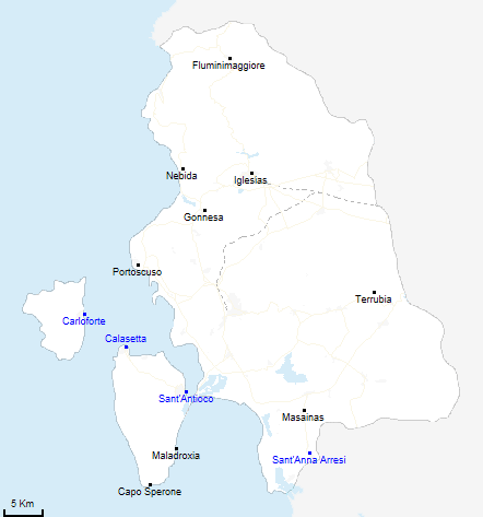 mappa provincia di Carbonia Iglesias
