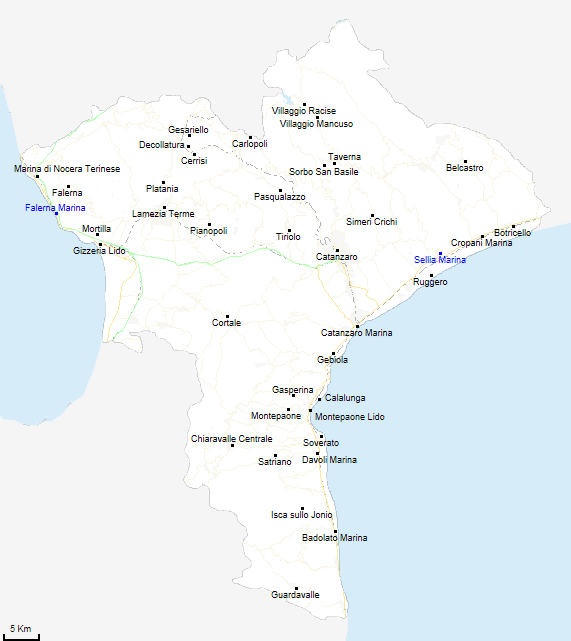 mappa provincia di Catanzaro