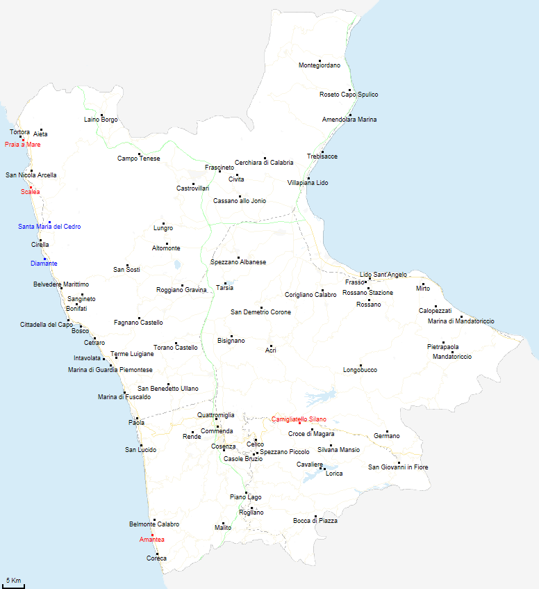 mappa provincia di Cosenza