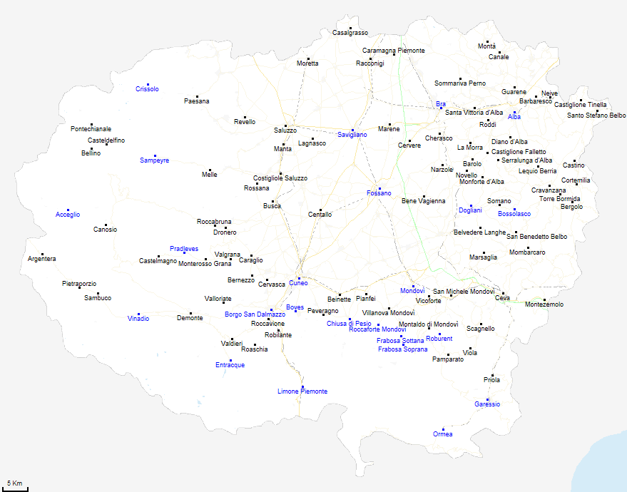mappa provincia di Cuneo