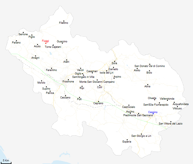 mappa provincia di Frosinone