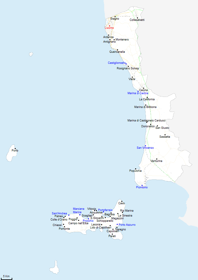 mappa provincia di Livorno