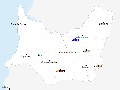 mappa provincia di Medio Campidano