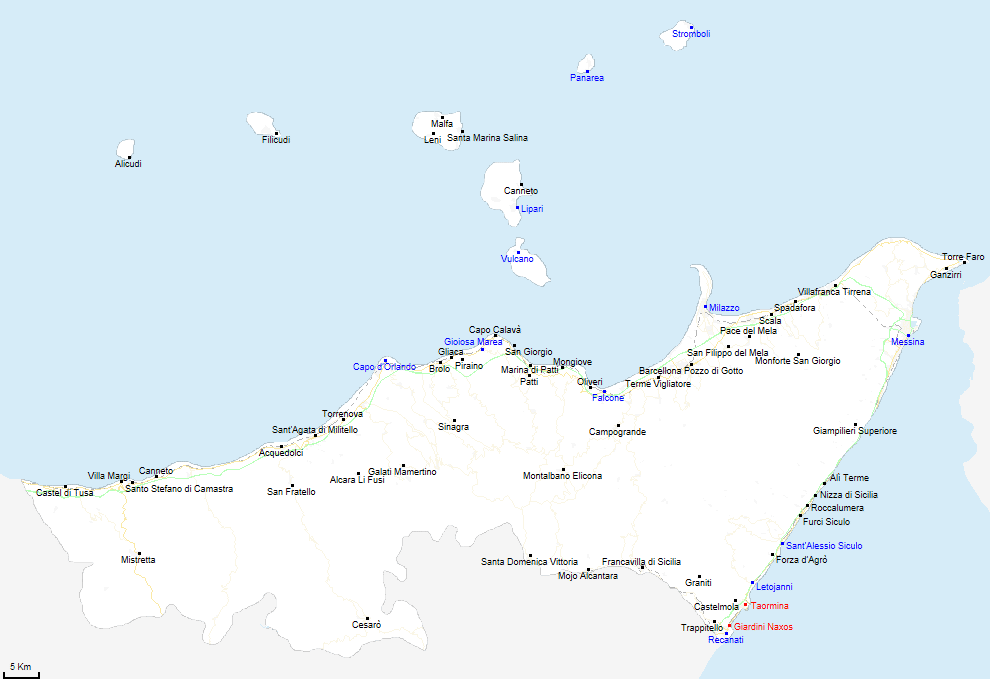 mappa provincia di Messina