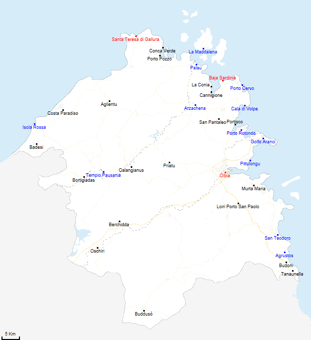 map province of Olbia Tempio