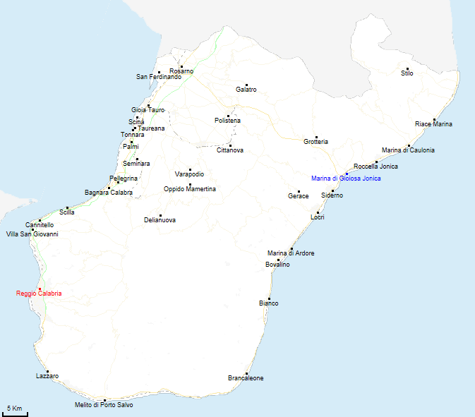 mappa provincia di Reggio Calabria