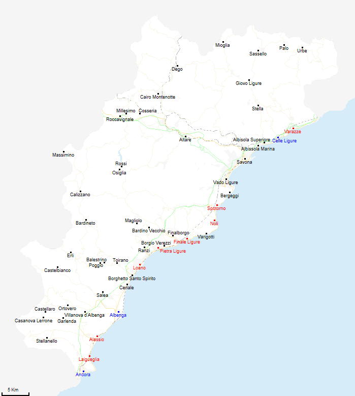 mappa provincia di Savona